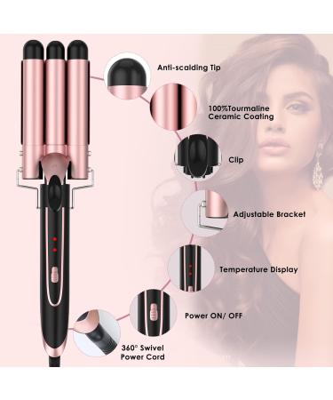 5 in 1 Curling Iron Set - Interchangeable Ceramic Curling Wand & Hair Crimper with Protective Gloves - Instant Heating Dual Temperature Stylish Pink - Buy Online on GoSupps.com
