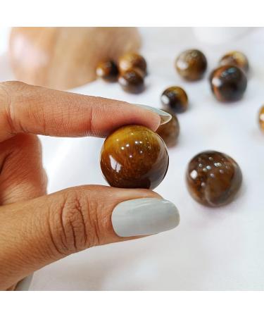 Aashita Creations 30mm Natural Tiger Eye Mini Sphere Ball - Pocket Crystal for Reiki Healing | 25-30g Brown - Buy Online on GoSupps.com