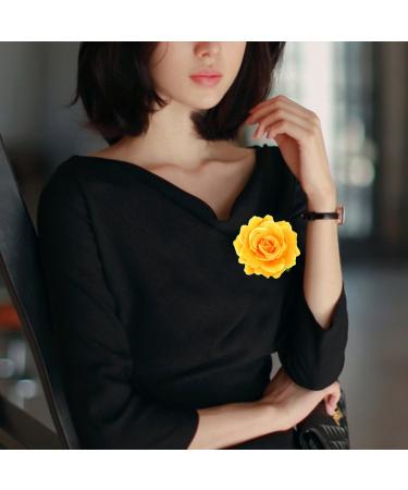 Lurrose 2 in 1 Large Yellow Rose Hairpin & Brooch - Stylish Flower Hair Clips for Women - Perfect for Parties - International Shipping Available - Buy Online on GoSupps.com