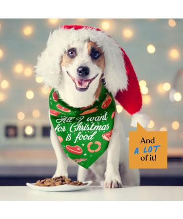 Christmas and New Years Dog Bandanas Set of 2 - Reversible, 4 Patterns - Funny Pet Scarf for Small, Medium & Large Breeds in Green, Red & Blue - Boy or Girl Holiday Medium - Buy Online on GoSupps.com