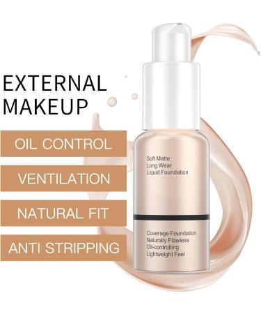 Foundation Full Coverage Foundation Long-Lasting Matte Oil Control Concealer Liquid Foundation 30ml Great Choice and Gift (101# Porcelain) - Buy Online on GoSupps.com