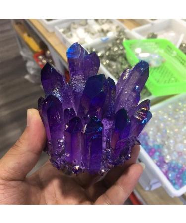 Natural Purple Electroplating Transparent Crystal Cluster Stone Ore Demagnetization Stone Mesh Suitable for Home Raw Stones and Minerals FUZEGRDLI 350-400g - Buy Online on GoSupps.com