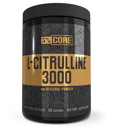 5% Nutrition Core L-Citrulline 3000 with Glycerol | Nitric Oxide Booster & Muscle Pump Supplement | Pre-Workout Additive | Unflavored (60 Servings)