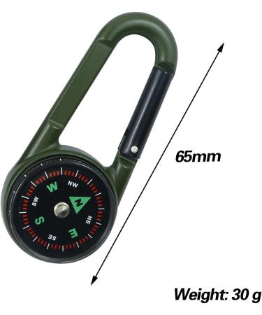 Multifunctional 3-in-1 Compass with Carabiner Hook & Thermometer | Portable Metal Key Ring for Camping & Hiking - Buy Online on GoSupps.com