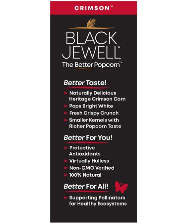 Black Jewell Hulless Popcorn Crimson Kernels for Popping. Pops White Non-GMO Heritage Kernel All Natural Snack with Antioxidants Whole Grain Gluten Free Gourmet Vegan 28.35oz (Pack of 1) - Buy Online on GoSupps.com
