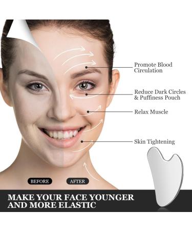 Uraqt Gua Sha Stainless Steel Tool - Facial Massage & Scraping for Face Eyes Neck & Body - Buy Online on GoSupps.com