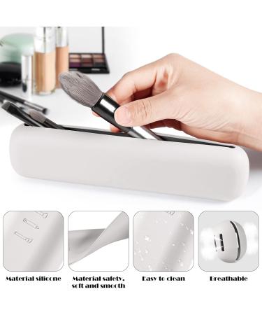Qetlavee Portable Cosmetic Bag Set | Makeup Brush Holder & Sponge Organizer for Travel | Light Gray Makeup Storage Solutions - Buy Online on GoSupps.com
