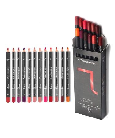 12 Colors Matte Lip Liner Pencil Waterproof Long Lasting Matt Velvet Lipstick Pen for Women Lady Girls