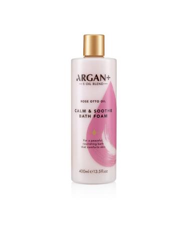Argan+ Calm & Soothe Bath Foam Rose Otto Oil Vegan Bubble Bath 400ml