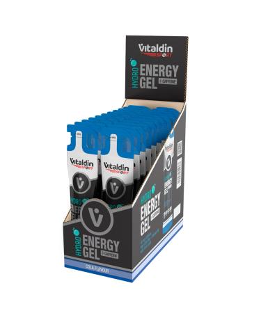 VITALDIN SPORT Hydro Energy Gel Caffeine – 24 Gel x 40 gr – Hydro Energy Gel Cola Flavor with 60 mg Caffeine & Vitamin B6 – Immediate and Sustained Energy – Running, Cycling & Endurance Sports