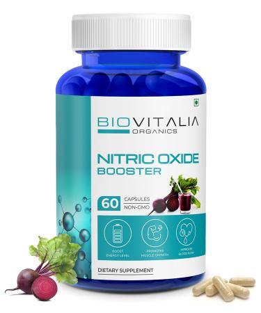 Biovitalia Organics Nitric Oxide Capsule L-Arginine Capsule Supplement for Men & Women |Promote Energy Support Immunity| Bodybuilding Supplement Promotes Muscle Growth - 60 Vegan Capsules - Buy Online on GoSupps.com