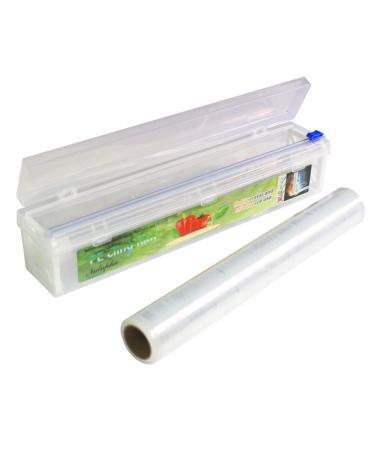 Plastic Cling Wrap Refillable Plastic Wrap Dispenser with Slider Cutter Food Wrap Stretch Clear Cling Wrap 12 in328 ft (Cutting Box + Cling Film)(S) 328 Foot (Pack of 1)