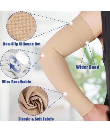 Beister Medical Compression Arm Sleeve (1 Piece) for Men & Women - 20-30 mmHg - Silicone Band for Varicose Veins Lymphedema & Arthritis - Beige - Buy Online on GoSupps.com