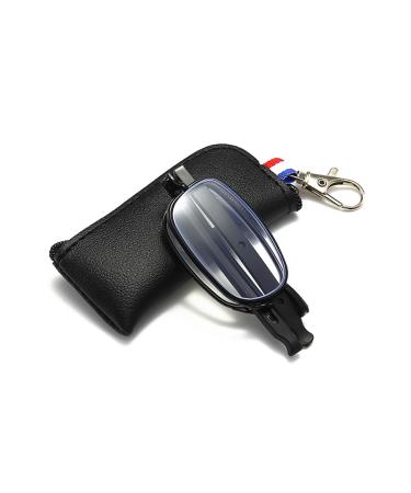 Lightweight Folding Metal Reading Glasses Blue Light Blocking Readers Portable Glasses with Keychain Bags(Couleur:Noir Grandeur:1.0x)