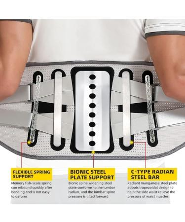 Back Bandage for Men & Women - Lordosis Support Belt with Bionic Plate - Pain Relief for Lower Back - Breathable XXL Gray Waist-Lende Support - Buy Online on GoSupps.com