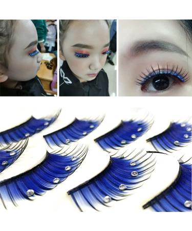 5 Pairs Blue Fluffy Faux Eyelashes with Rhinestones | 3D False Lashes for Women & Girls - International Shipping - Buy Online on GoSupps.com