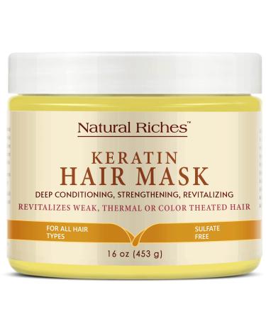 Natural Riches Keratin Hair Mask - Mascarilla Para El Cabello Keratina - Keratin Mask for Hair - Keratin Hair Mask for Dry Damaged Hair - Hair Mask with Keratin - 16 oz