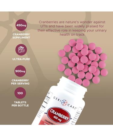 High-Potency Cranberry Supplement - 450mg Pure Cranberry Tablets for Urinary Tract Health Natural UTI Prevention for Men & Women- GMO Gluten & Dairy Free Cranberry Concentrate 100 Count (2pk) - Buy Online on GoSupps.com
