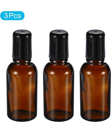 PATIKIL 30mL Roller Bottles 3 Pack Amber Glass Essential Oil Roller Ball Black Caps Refillable Sample Containers Brown - Buy Online on GoSupps.com