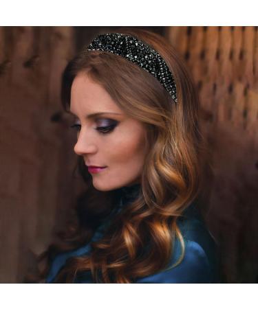 scicent Black Headband Fashion Padded Hair Band Rhinestone Headbands Crystal Head Band Wedding Hair Accessories for Women Girls Hair Decoration for Daily Wearing Make Up Party - 26803 - Buy Online on GoSupps.com