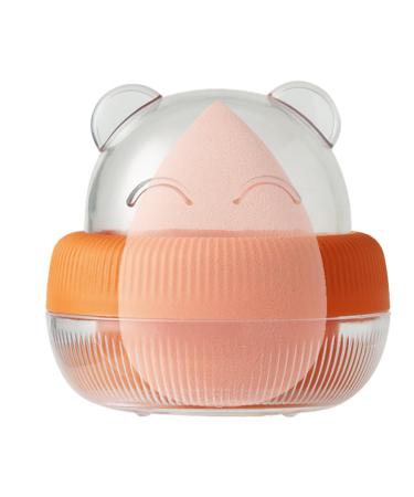 Siopob Makeup Sponge Holder | Beauty Egg Storage Case Bear Shape - Beauty Sponge Holder for Travel Cute Make Up Sponge Travel Case for Makeup Sponges Small Beauty Eggs Case Orange