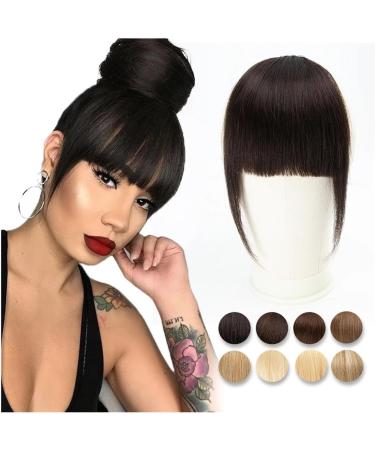 Bang Wig Human Hair Bangs 3 Clips 3D Blunt Cut Natural Hair Bangs OverHead Clip in Hair Extensions Non-Remy 2.5"x4.5" Black Brown Blonde Wigs with Bangs(Color:Medium Brown 06) - Buy Online on GoSupps.com