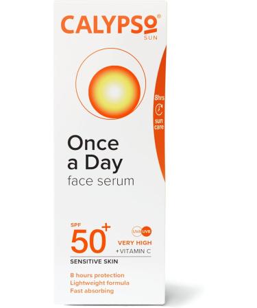Calypso Once a Day Serum SPF50+ Serum with Vitamin C for Face and Neck for Sensitive Skin. Very High Sun Protection. UVA + UVB Primer. - Buy Online on GoSupps.com