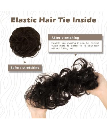 BARSDAR 100% Real Hair Tie Extensions - 32g Curled Messy Bun Hair Part Updos - Dark Brown - Premium Quality Hair Extensions for Women & Girls - Buy Online on GoSupps.com