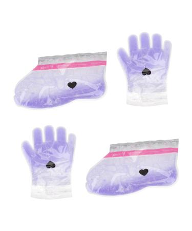 Ipetboom 2 Pairs Wax Gloves Paraffin Wax Bath Kit Nourishing Foot Paraffin Wax Warmer Hand Moisturizing Kit Manicure Kit Paraffin Wax Bath Gloves Pe Bag Purple Foot Mask Cosmetic