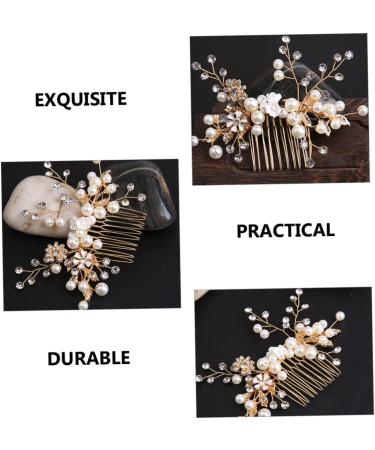 FRCOLOR Pearl Comb Gold Headpiece Hair Combs for Wedding Bridal Headdress Prom Tiara Girl Hair Accessories Pearl Hair Clips Bride Wedding Hair Comb Bridal Headpieces for Wedding Alloy - Buy Online on GoSupps.com