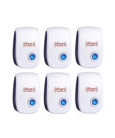 (6 Pack) Ultrasonic Pest Repeller, Electronic Plug in Sonic Repellent pest Control for Insects Roaches Ant Mice Bugs Mouse Rodents Mosquitoes Spiders, Home, Office, Warehouse, Hotel