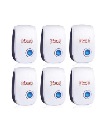 (6 Pack) Ultrasonic Pest Repeller, Electronic Plug in Sonic Repellent pest Control for Insects Roaches Ant Mice Bugs Mouse Rodents Mosquitoes Spiders, Home, Office, Warehouse, Hotel