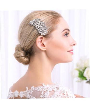 Ipetboom Bridal Headdress Hair Comb Silver Headpiece Bride Insert Comb Wedding Headpiece for Bride Empty Metal Pans for Makeup Silicone Ear Covers Tiara Miss Rhinestones Hair up - Buy Online on GoSupps.com
