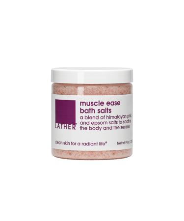 LATHER Muscle Ease Bath Salts | Bath Salts with Eucalyptus  Spearmint & Lime Essential Oils | Epsom Salts for Soaking for Pain | Bath | Aromatherapy | Self Care | Relaxing Bath Products | 9 Oz