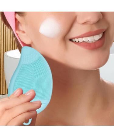 Smileshiney Facial Scrubber - Double Side Soft Silicone Facial Cleansing Brush | Manual Hair Scrub for Women and Men Skin Care Face Brushes for Sensitive Dry Skin Lake Blue - Buy Online on GoSupps.com
