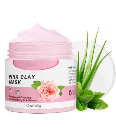 Rose Clay Mask - Mud Mask for Pore Clearing - Face Masks Skincare for Women - Mud Face Mask for Deep Cleansing Refining Pores - Reduce Acne & Dark Spots