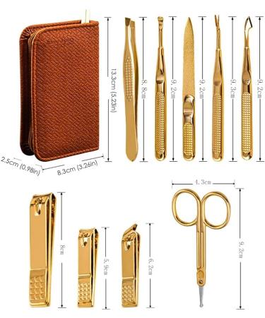 Nail Clippers Set Beauty Manicure Stainless Steel Nail Clippers Set Nail Clippers Care Tools Man in Woman 9 Pieces Brown - Buy Online on GoSupps.com