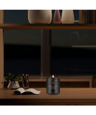 Eucalyptus and Sage Scented Candles | Natural Soy Wax Aromatherapy Candles in Black Jar - Perfect for Home Fragrance & Relaxation - Buy Online on GoSupps.com