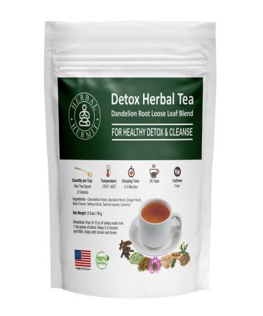 Herbal Hermit Dandelion Root Tea with Burdock Root for Liver and Colon Cleanse with Ginger Root Red Clover Licorice Root| Detox Tea for smooth move - 85 gms Loose Blend 2.5 Ounce (Pack of 1)