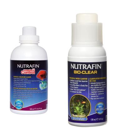 Nutrafin A7941 Waste Control Bio Aqua Cleaner (16.9-Ounce) + Nutrafin A7960 Bio-Clear Biological Water Clarifier (4.1-Ounce)