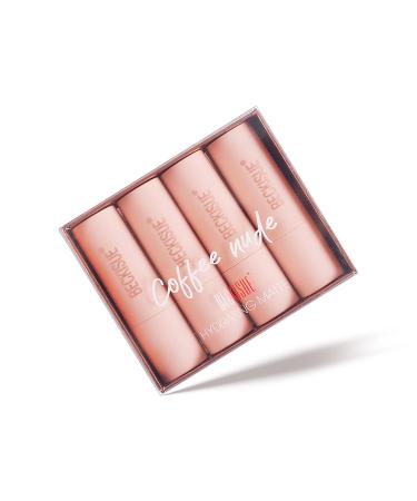 4Pcs Semi-Matte Nude Lipstick Set - Long Lasting Waterproof & Pigmented Velvet Finish for Women | Ideal Neutral Lip Makeup - Buy Online on GoSupps.com