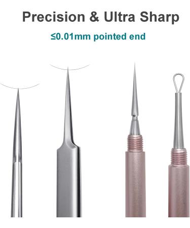 Nekoo Professional Facial Milia Removal Tool & Whitehead Extractor | High Grade Stainless Steel Double Ended Needle & Tweezers Kit for Blackhead & Acne Removal (S512IN-P) - Buy Online on GoSupps.com