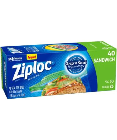 Ziploc Sandwich and Snack Bags for On the Go Freshness Grip 'n Seal Technology for Easier Grip Open and Close 40 Count - Buy Online on GoSupps.com