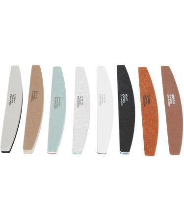 Nail File Set Different Fineness Half Moon Acrylic Nail Files Manicure Tool 8 Pieces for Home Use - Buy Online on GoSupps.com