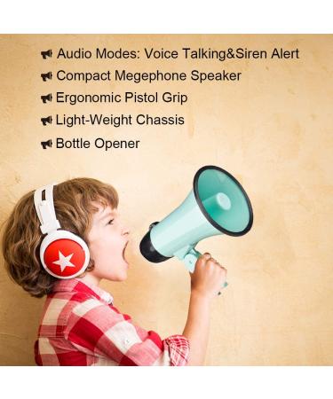 MyMealivos Portable Megaphone Bullhorn 20 Watt Power Speaker Voice/Siren Modes, Volume Control & Strap - Teal - Buy Online on GoSupps.com