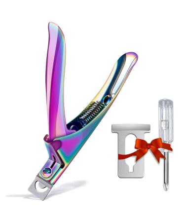 Chameleon Premium Adjustable Nail Clippers for Acrylic Nails, Stainless Steel Cutter Trimmer for Artificial Fake False Tips Manicure Sharp Blade Clip Tool for Salon Home Nail Art Beauty Design DIY Straight Handle Chameleon Nail Clipper