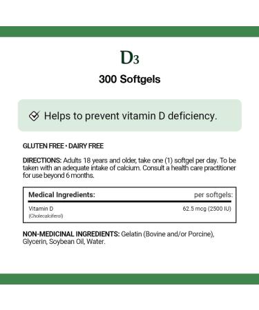 Nature's Bounty Vitamin D3 2500 IU 300 Softgels Helps to prevent Vitamin D deficiency Value Size - Buy Online on GoSupps.com