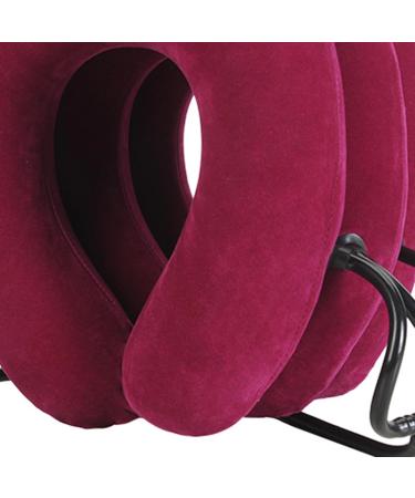 Milageto 3 Layer Neck Stretcher Support Inflatable Soft Relieving Fatigue Traction Equipment Neck Pillow for Travel The Seniors Adults rose red - Buy Online on GoSupps.com