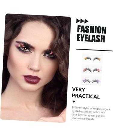POPETPOP 3 Pairs Fluorescent False Eyelashes Lashes Glitter Lash Extensions Fake Eyelashes with Glitter Dramatic Fluffy False Eyelashes False Lash Make up High-grade Fiber 3d Decorate - Buy Online on GoSupps.com