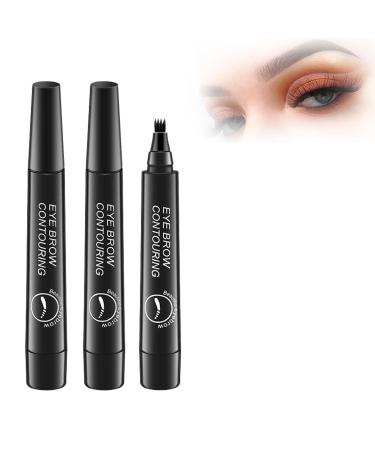 Lightsbetter Waterproof Brow Pen Lightsbetter Microblading Eyebrow Pencil 4 Tipped Precise Brow Pen Natural Brow Eyebrow Pen Long Lasting Eyebrow Pencil Waterproof (Black*2)